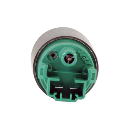 Green and gray mechanical component on a white background