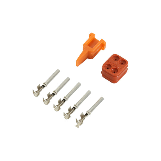 Set of orange and white tools on a white background