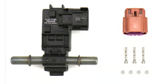 Automotive fuel injection components on a white background
