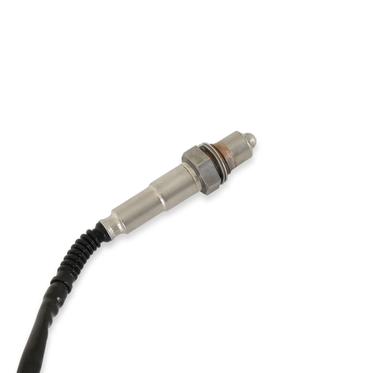 A metal automotive sensor with a black corrugated cable and a silver metal connector, shown on a plain white background.