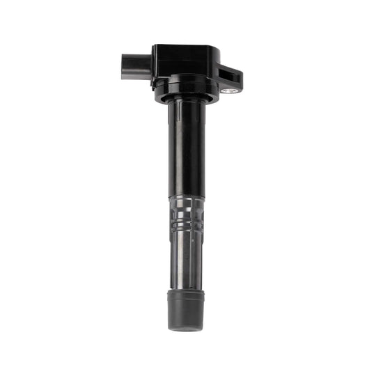 Black ignition coil on a white background