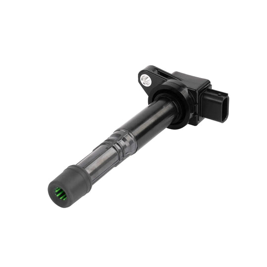 Black ignition coil on a white background
