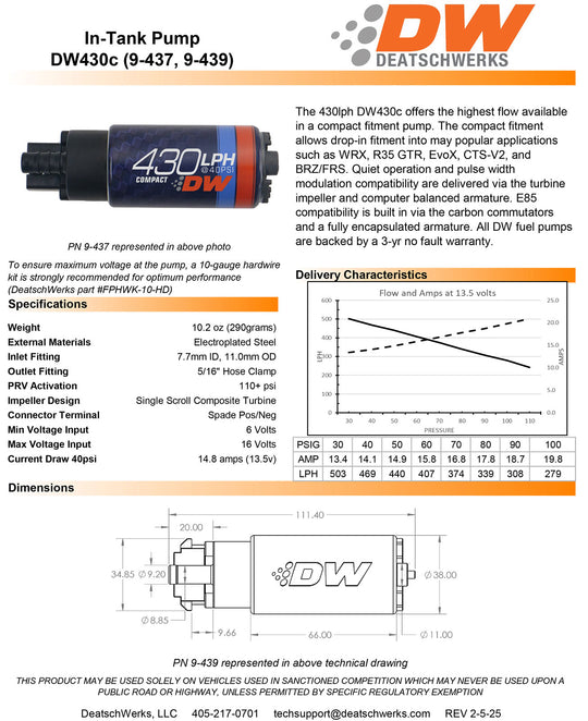 DW430c for R35 GTR 2009-2015, 430LPH