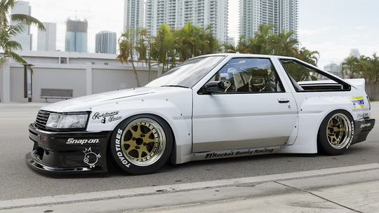 PANDEM Toyota Corolla AE86 Levin widebody kit available from TRACKUZA