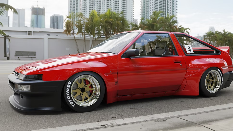 PANDEM Toyota Corolla AE86 Trueno hatchback widebody kit from TRACKUZA