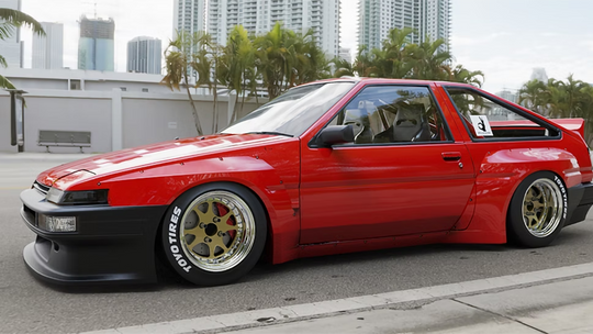 PANDEM Toyota Corolla AE86 Trueno hatchback widebody kit from TRACKUZA