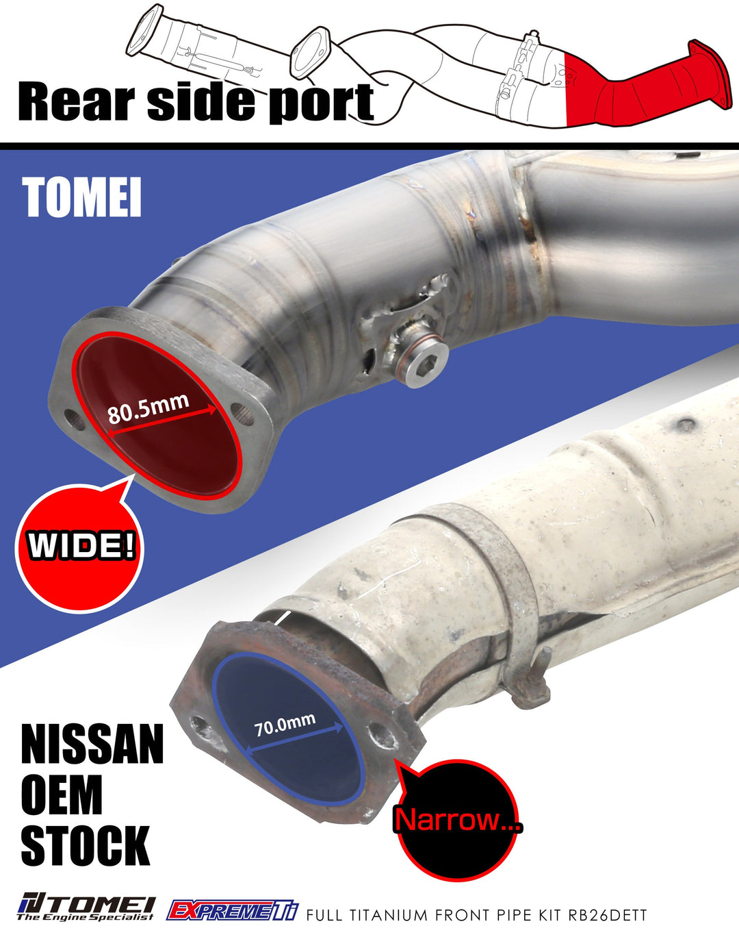 TOMEI FULL TITANIUM FRONT PIPE EXPREME Ti GT-R RB26DETT R32, R33, R34
