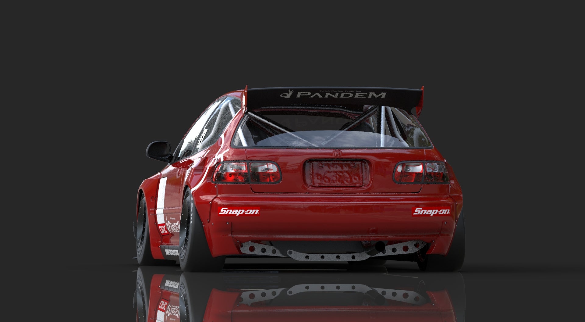 Onemodel　EG6 Rocket Bunny CIVIC / red One Model 1:64 Honda Civic EG6 Rocket Bunny Pandem Red